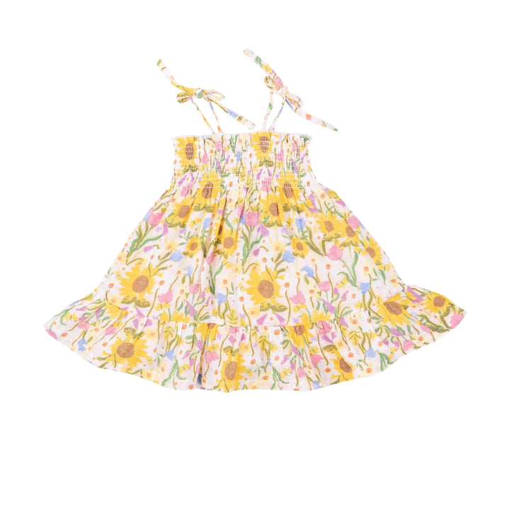 Angel Dear - Tie Strap Smocked Muslin Sundress