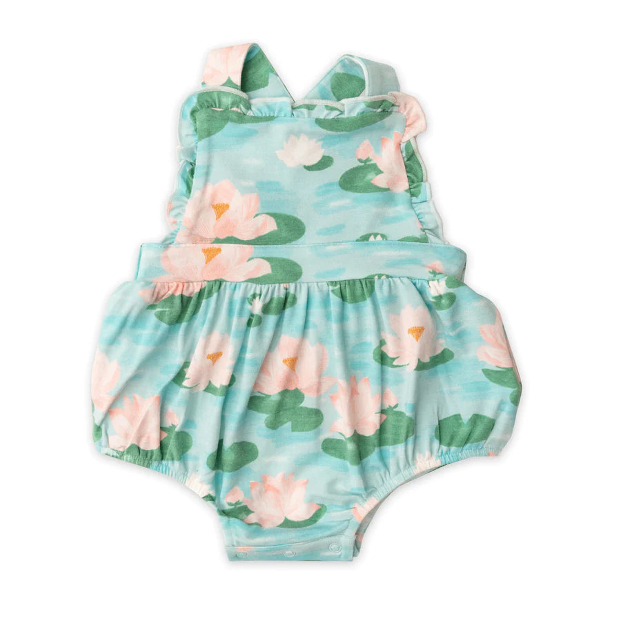 Angel Dear - Bamboo Ruffle Bib Sunsuit - Pitter Patter Boutique