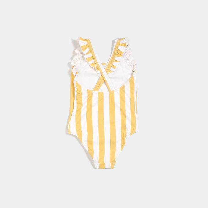 Miles the Label - Yellow Stripe Ruffle-trim Swimsuit - Pitter Patter Boutique