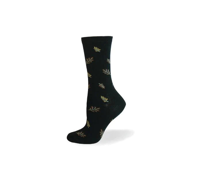Women's Organic Cotton Leaves Crew Sock - Pitter Patter Boutique