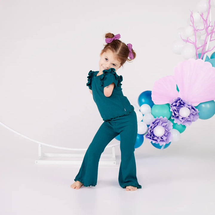 Little & Lively - Rib-Knit Ruffle Shoulder Tee - Pitter Patter Boutique
