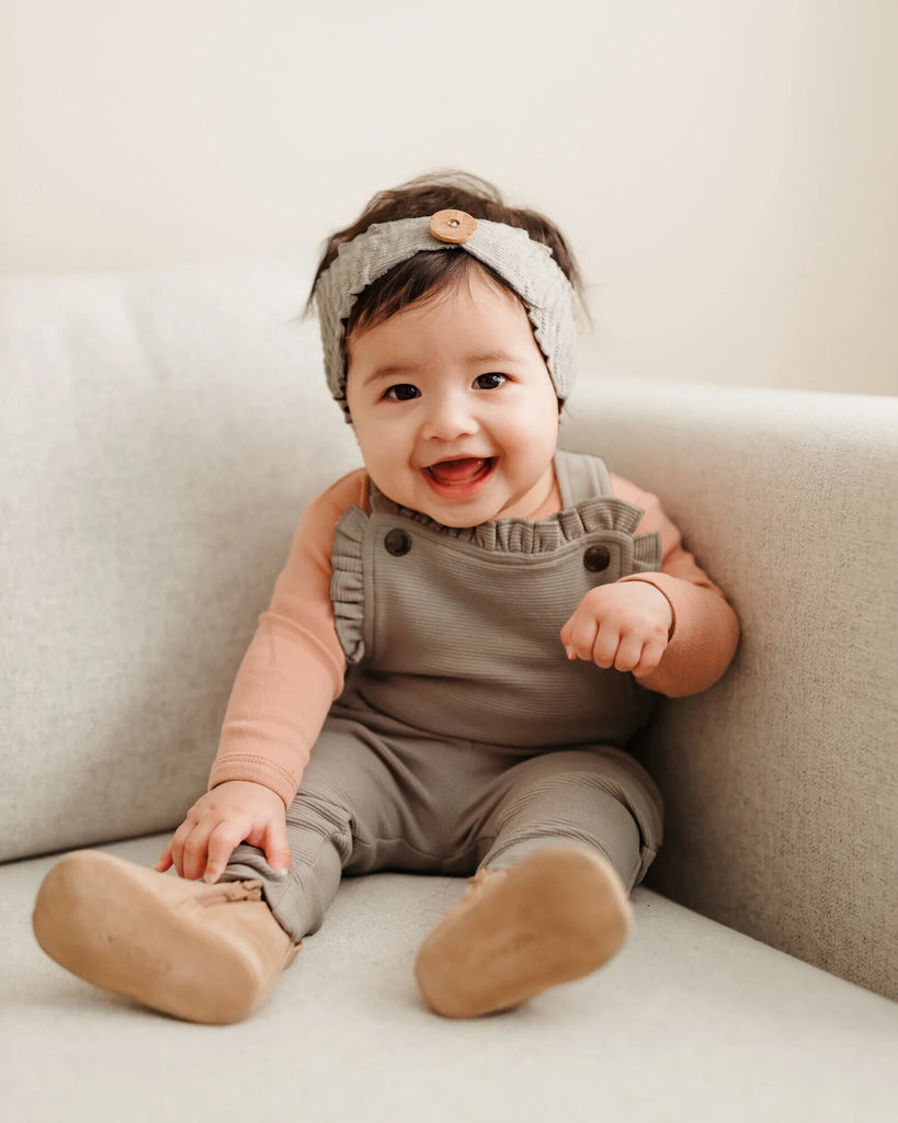 Organic Smocked Tie Headband in Seafoam – L'ovedbaby