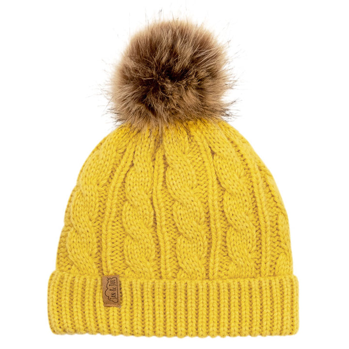 Cable Knit Beanie (with Removable Pompom) - Pitter Patter Boutique