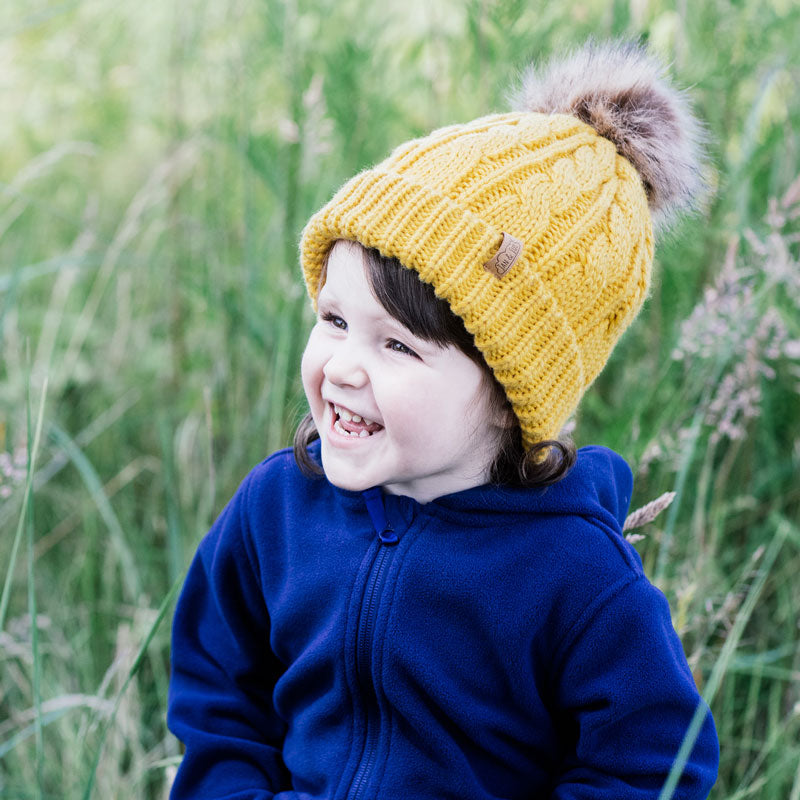 Cable Knit Beanie (with Removable Pompom) - Pitter Patter Boutique