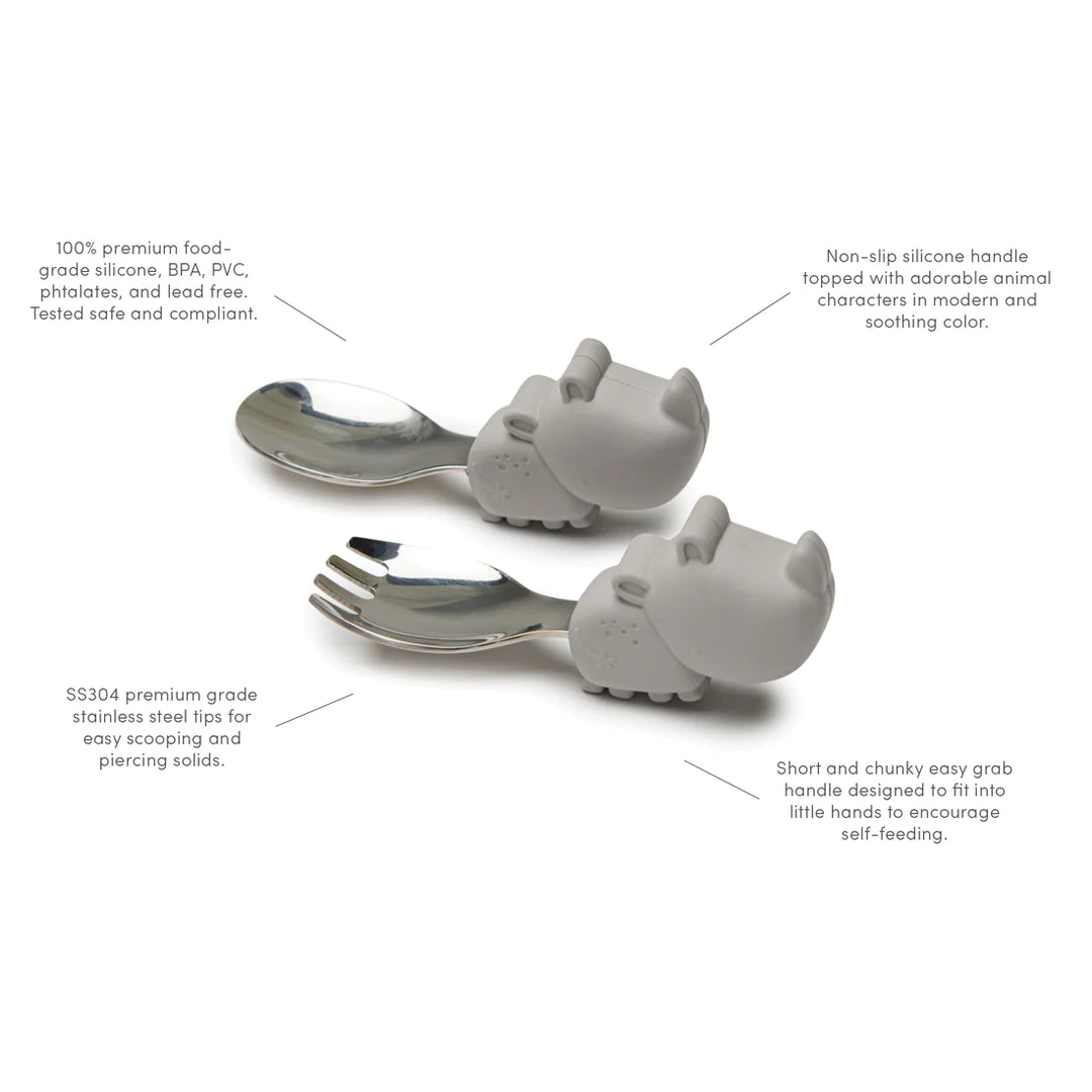 LouLou Lollipop - Learning Spoon & Fork Set - Born to Be Wild - Pitter Patter Boutique