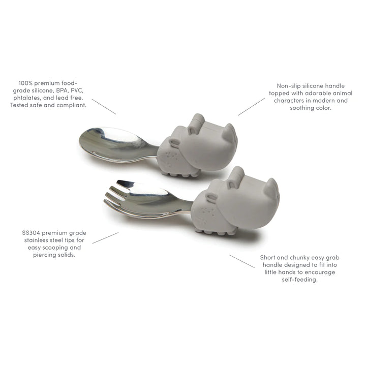 LouLou Lollipop - Learning Spoon & Fork Set - Born to Be Wild - Pitter Patter Boutique