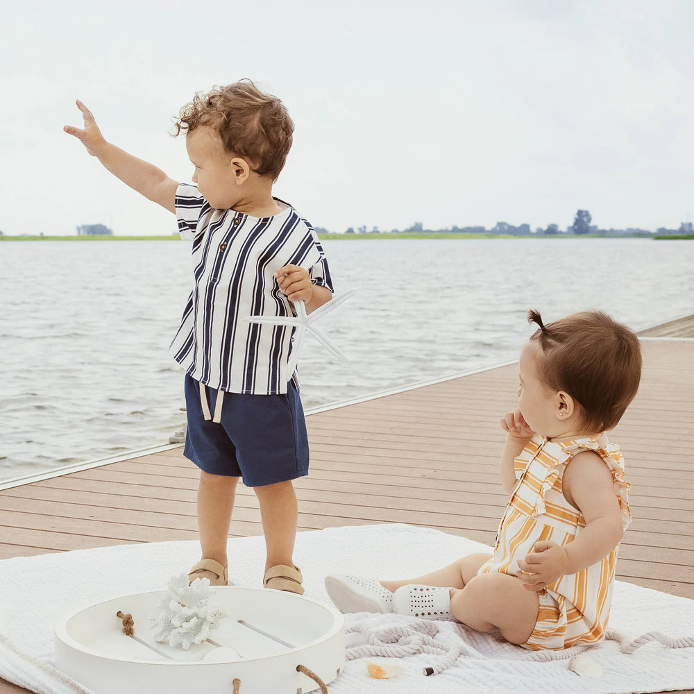 Petit Lem "Anchor Stripes" Lightweight Twill Outfit Set - Pitter Patter Boutique