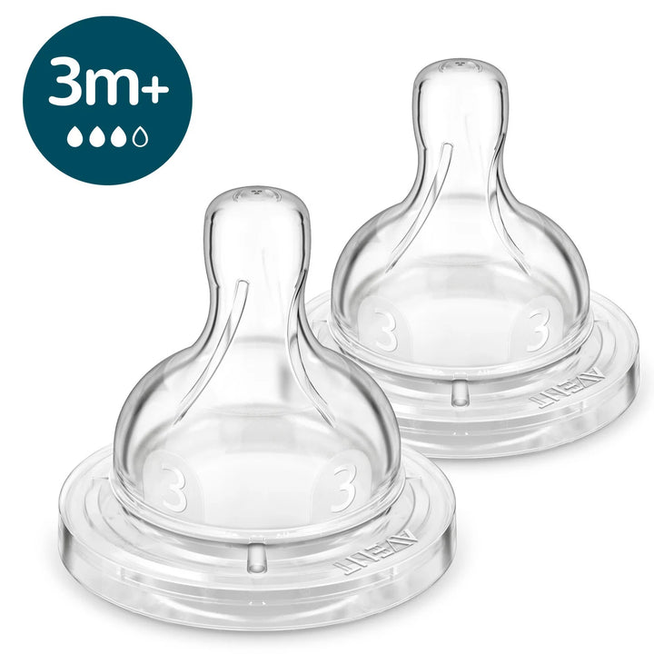 Anti-colic Baby Bottle Flow 3 Nipple, 2 pack - Pitter Patter Boutique