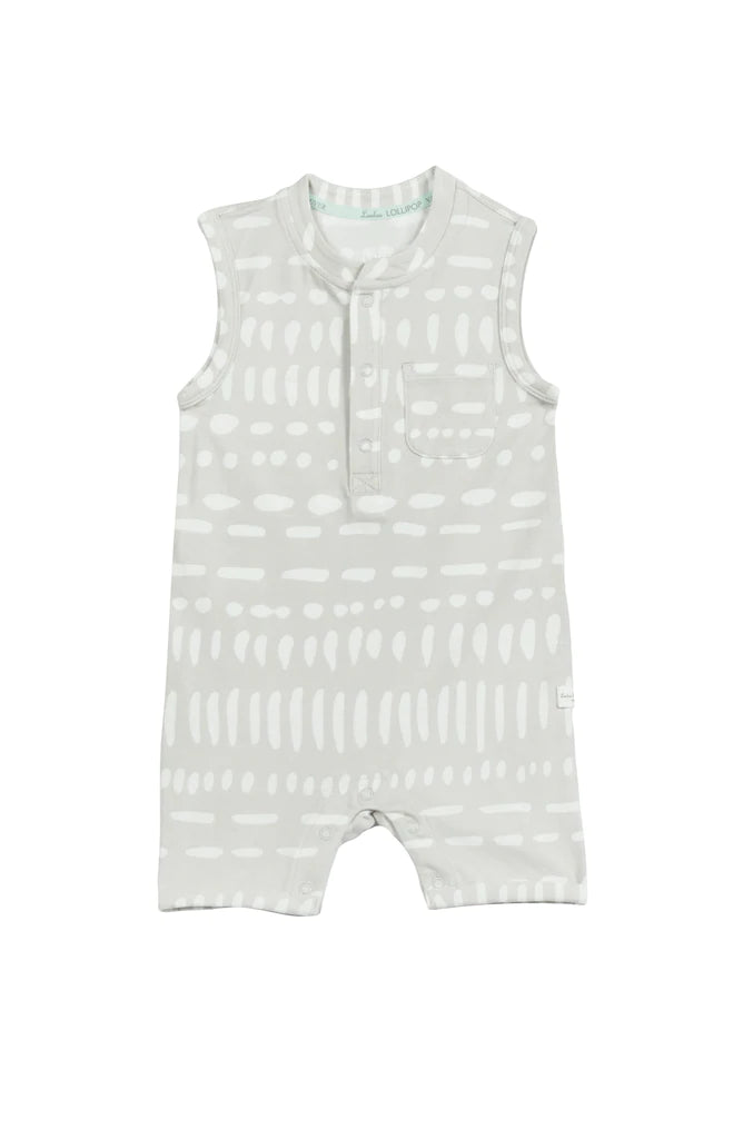 Loulou Lollipop Grey Mudcloth Short Romper 