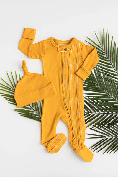 L'oved Baby - Embroidered Organic Zippered Footie - Pitter Patter Boutique