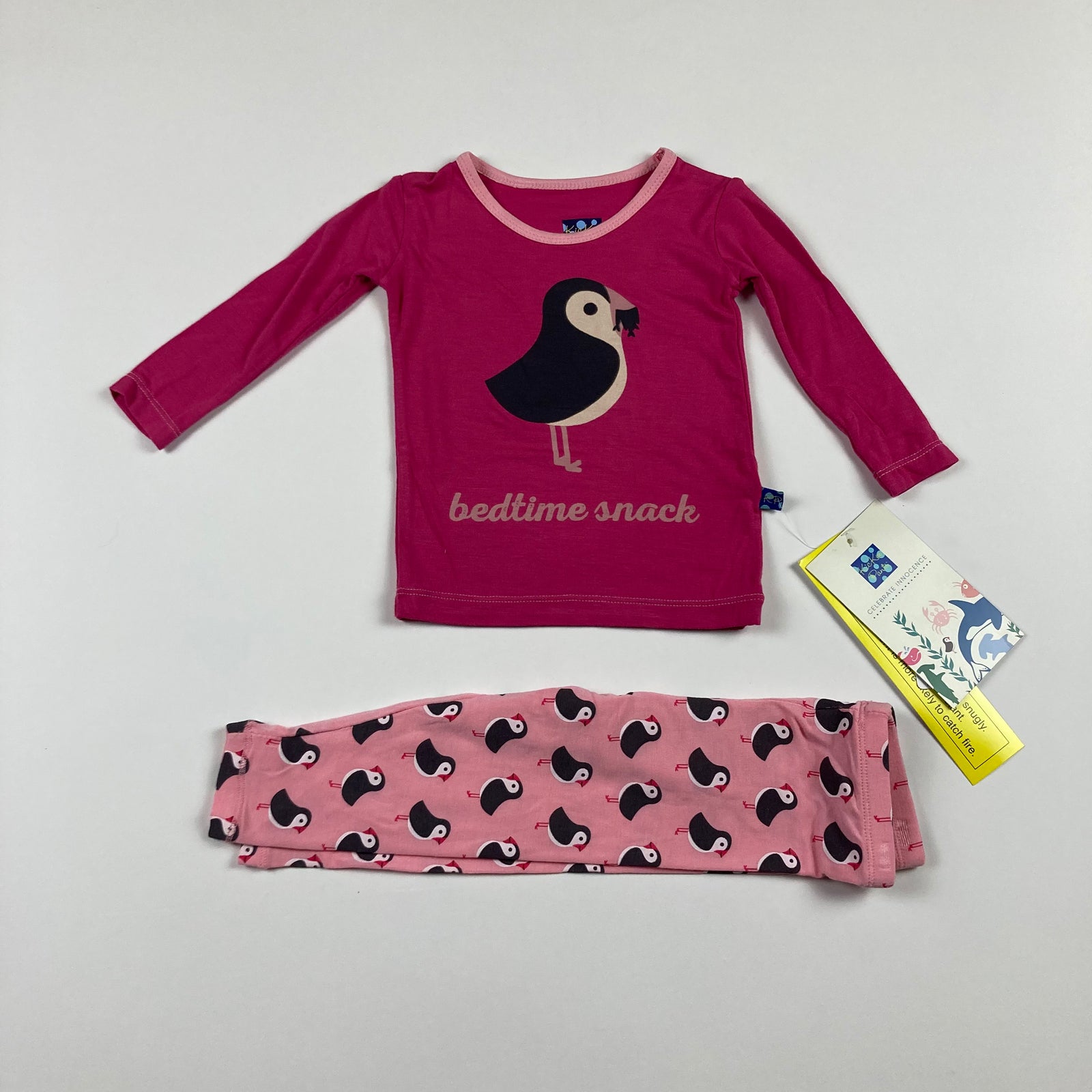 KicKee Pants Bamboo Baby Pink Penguin Pajama Set