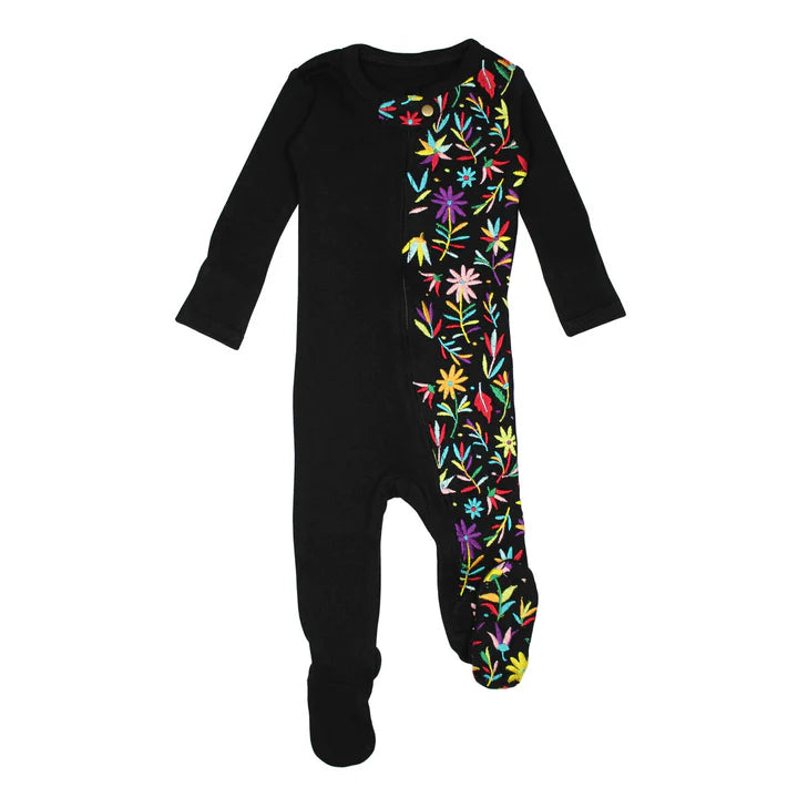 L'oved Baby - Embroidered Organic Zippered Footie - Pitter Patter Boutique