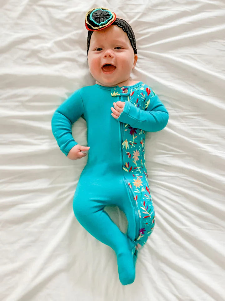 L'oved Baby - Embroidered Organic Zippered Footie - Pitter Patter Boutique