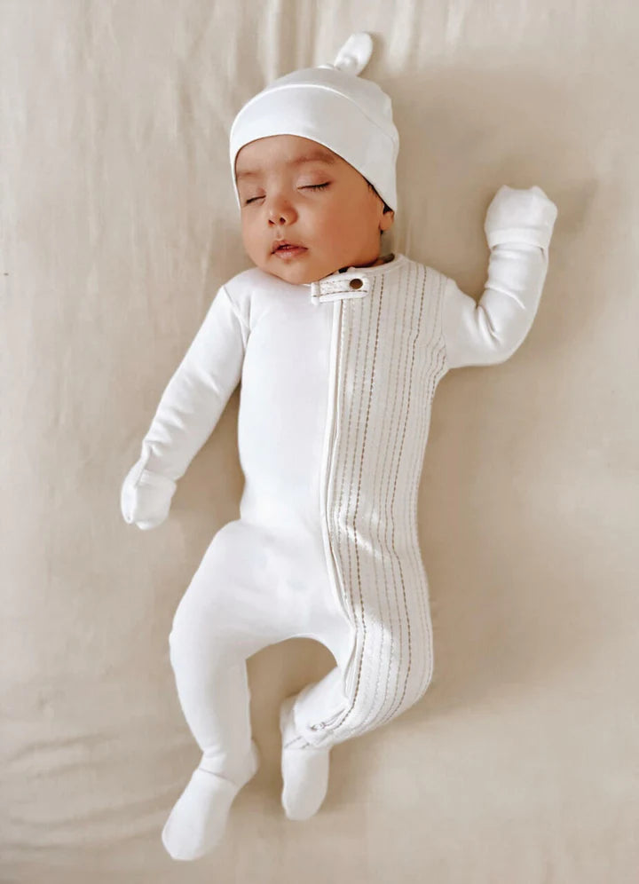 L'oved Baby - Embroidered Organic Zippered Footie - Pitter Patter Boutique