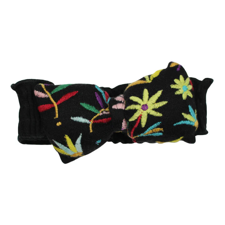 L'oved Baby - Embroidered Bow Tie Headband - Pitter Patter Boutique