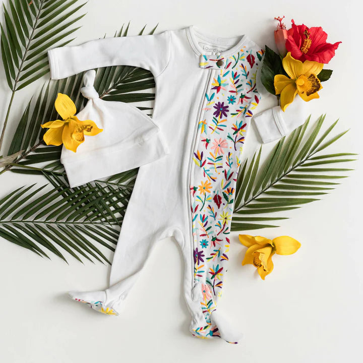 L'oved Baby - Embroidered Organic Zippered Footie - Pitter Patter Boutique