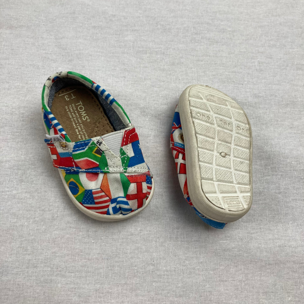 Toms "World Flag" Shoes - Size 3 Kids/Baby - Pitter Patter Boutique