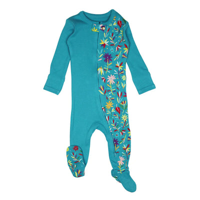 L'oved Baby - Embroidered Organic Zippered Footie - Pitter Patter Boutique