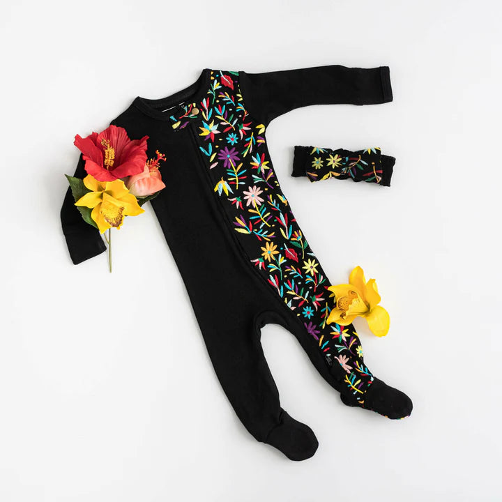 L'oved Baby - Embroidered Organic Zippered Footie - Pitter Patter Boutique