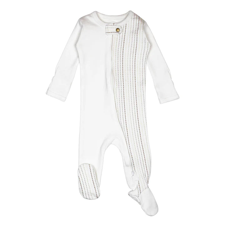 L'oved Baby - Embroidered Organic Zippered Footie - Pitter Patter Boutique