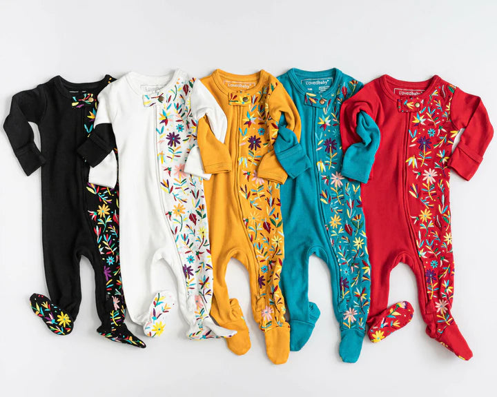 L'oved Baby - Embroidered Organic Zippered Footie - Pitter Patter Boutique