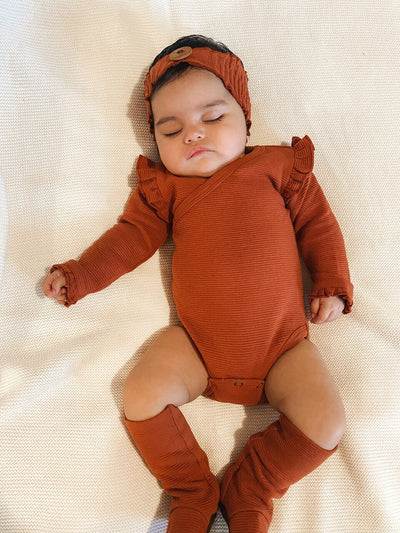 L'oved Baby Corduroy Ruffle Wrap Bodysuit - Pitter Patter Boutique