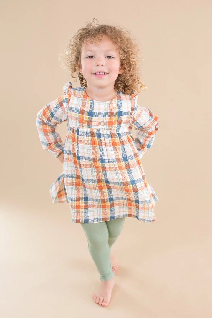 Angel Dear - Drop Waist Muslin Dress with Ribbed Leggings - Pitter Patter Boutique