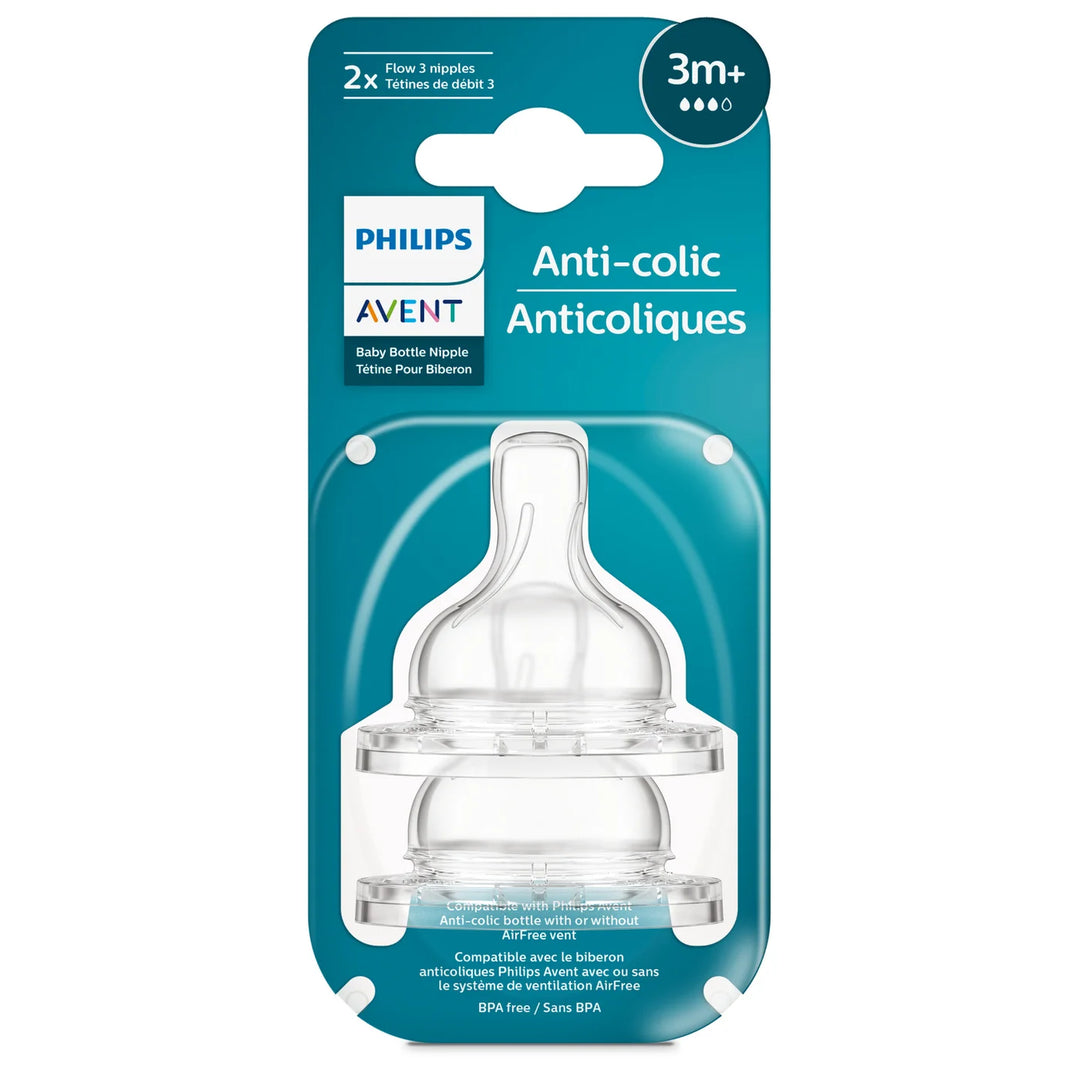 Anti-colic Baby Bottle Flow 3 Nipple, 2 pack - Pitter Patter Boutique