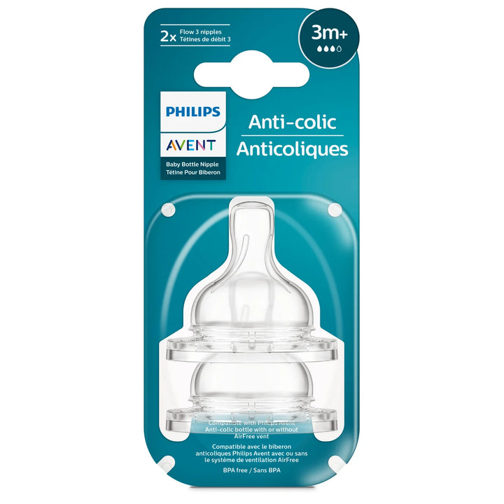 Anti-colic Baby Bottle Flow 3 Nipple, 2 pack - Pitter Patter Boutique