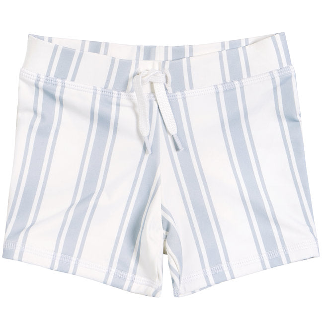 Petit Lem - Blue & White Striped Knit Swim Shorts - Pitter Patter Boutique