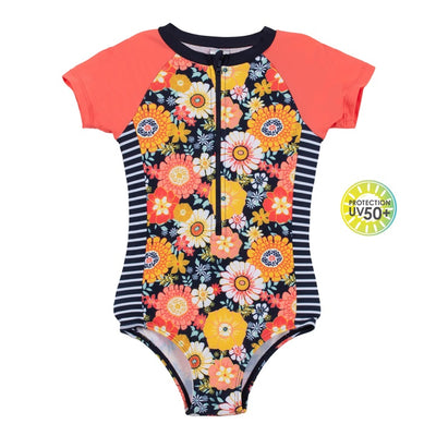 jovati Toddler Girls Kids Swimsuit Small Daisies Print Long Sleeves Hollow  Out Child One-piece Swimsuit 