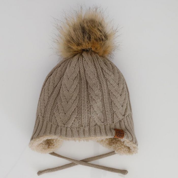 Calikids - Knit Cable Pom Pom Hat - Pitter Patter Boutique