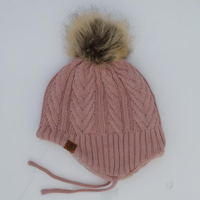 Calikids - Knit Cable Pom Pom Hat - Pitter Patter Boutique