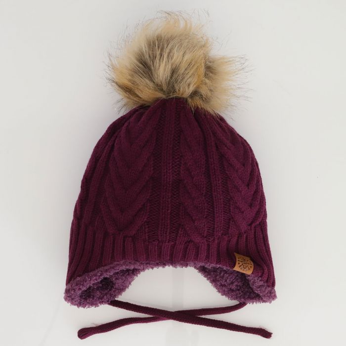 Calikids - Knit Cable Pom Pom Hat - Pitter Patter Boutique